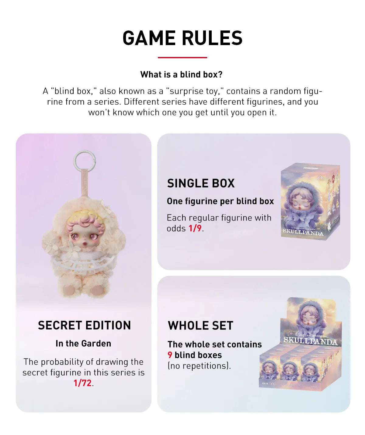 Pop Mart Peluche Skullpanda - Série L'impressionnisme - 1 pièce