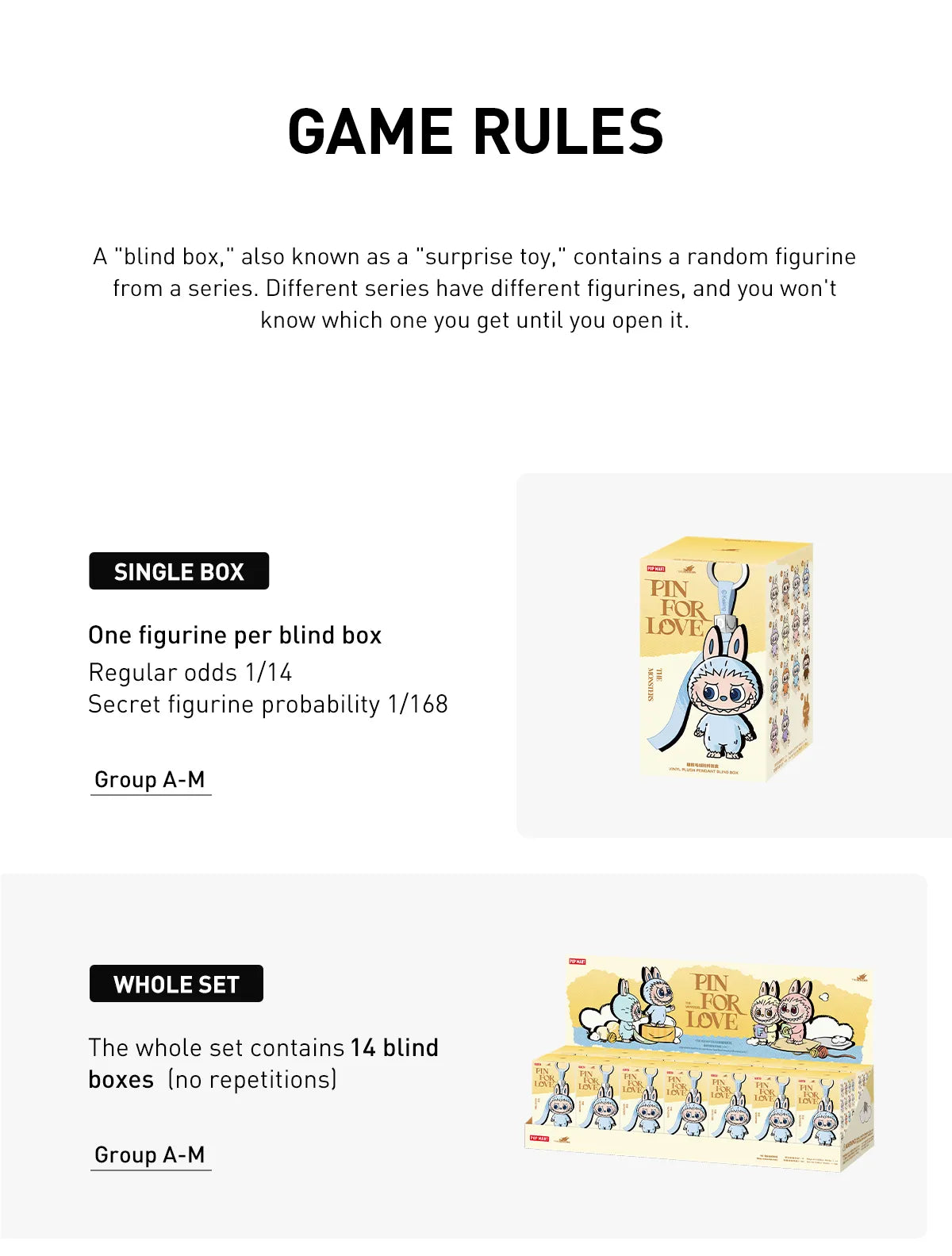 Pop Mart Peluche Labubu - Série Pin For Love (A-M)- 1 pièce